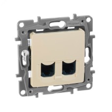 Розетка компьютерная двойная RJ45 категория 6 UTP слоновая кость ETIKA