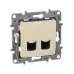 Розетка компьютерная двойная RJ45 категория 6 UTP слоновая кость ETIKA
