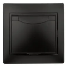 Розетка Intro Plano 1-203-05 с заземлением 2P+E Schuko с крышкой, 16А-250В, IP20, СУ, антрацит