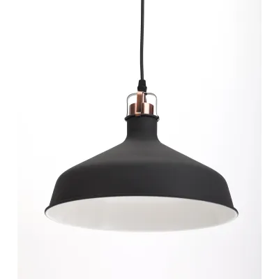 Светильник подвесной (подвес) ЭРА PL2 BK/RC металл, E27, max 60W, высота плафона 200мм, подвеса 780мм, черный/медь