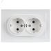 BRITE Розетка 2-местная с заземлением без защитных шторок 16А в сборе РС12-3-БрАБ арктический белый IEK