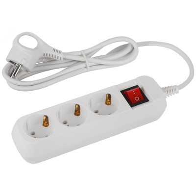 Удлинитель электрический ЭРА UDL-10-315-ES Greenline 3 розетки с заземлением с выключателем 1,5м ПВС 3x0.75мм2