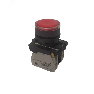 Кнопка КМЕ4622мЛ-24В-красный-2но+2нз-цилиндр-индикатор-IP65