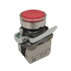 Кнопка КМЕ4611мЛС-24В-красный-1но+1нз-цилиндр-индикатор-IP65