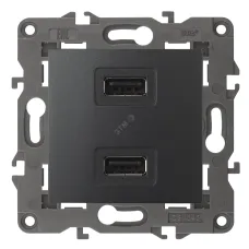 14-4110-05 ЭРА Устройство зарядное USB, 230В/5В-2100мА, IP20, Эра Elegance, антрацит (6/60/1920)