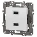 14-4110-01 ЭРА Устройство зарядное USB, 230В/5В-2100мА, IP20, Эра Elegance, белый (6/60/1920)