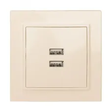 Минск Розетка USB 2-местная СП 2,1А бежевая EKF