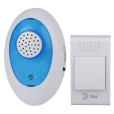 Звонок дверной ЭРА A01 беспроводной аналоговый белый с синим 32 мелодии