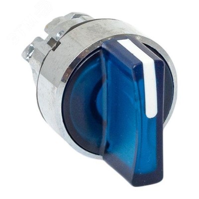 Исполнительный механизм переключателя ХB4 синий на 2 положения возвратный без фиксации, с подсветкой с короткой ручкойой IP65