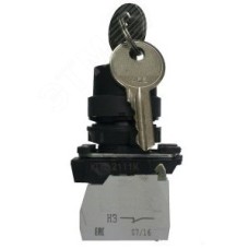 Переключатель КПЕ 2120 -К УХЛ3, чёрный, 2но+0нз, ключ на 3 положения с фиксацией, IP40