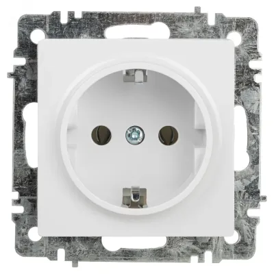 Розетка Intro Accent 6-202-01 2P+E Schuko, 16А-250В, IP20, СУ, AL/CU, белый