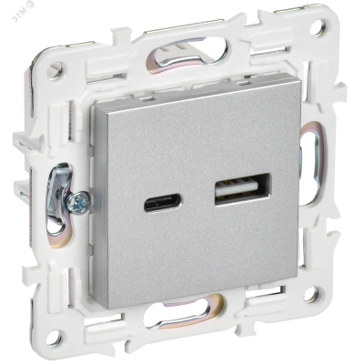SKANDY Розетка USB A+C 18Вт SK-R13S серебряный IEK