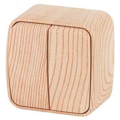 3-104-11 Intro Выключатель двойной, 10А-250В, IP20, ОУ, Polo, сосна (18/360/4320)