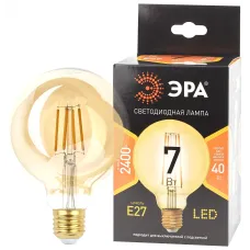 Лампочка светодиодная ЭРА F-LED G95-7W-824-E27 gold E27 / Е27 7Вт филамент шар золотистый теплый белый свет