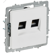 BRITE Розетка компьютерная двойная RJ45 кат.6 РК11-2-БрАБ арктический белый IEK