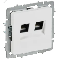 BRITE Розетка компьютерная двойная RJ45 кат.6 РК11-2-БрАБ арктический белый IEK