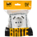BRITE Розетка 1-местная с заземлением с защитными шторками 16А с USB A+A 5В 2,1А РЮш10-1-БрАБ арктический белый IEK