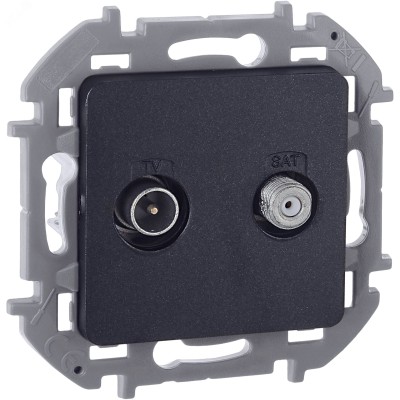 Розетка двойная TV+SAT тип звезда двухкабельная антрацит INSPIRIA