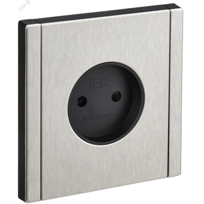 FORTE&PIANO Розетка 1-местная без заземления с защитными шторками винтовое крепление 10А FP717M металл никель IEK