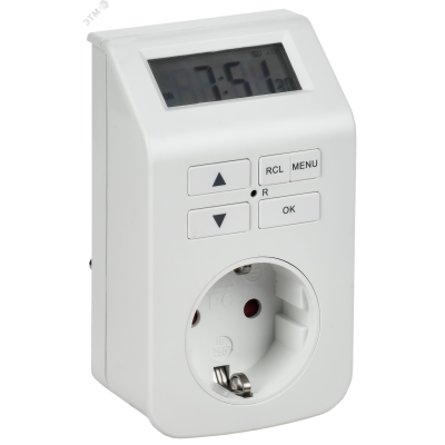 РТЭ-5 Розетка-таймер электронный 1мин 7дн 112on/off 16А IP20 белая IEK
