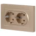 Розетка Intro Accent 6-205-04 2X2P+E Schuko, 16А-250В, IP20, СУ, AL/CU, шампань