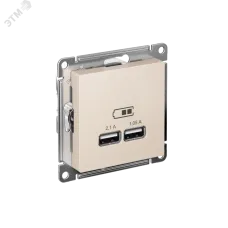 Розетка ATLASDESIGN USB 5В 1 порт x 2,1 А 2 порта х 1,05 А механизм бежевый