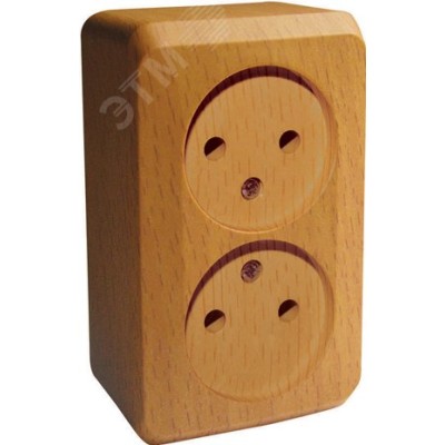 ЭТЮД О/У двойная РОЗЕТКА без заземления без шторок 16А 250B. БУК. Россия
