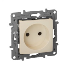 Розетка 1-местная без заземления без защитных шторок 16А слоновая кость ETIKA