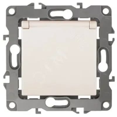 12-2103-02 ЭРА Розетка 2P+E Schuko со шторками с крышкой, 16A-250В, IP20, Эра12, слоновая кость (10/