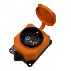 Розетка настенная однофазная с заглушкой КОМПАКТ каучук оранжевый