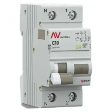 Выключатель автоматический дифференциального тока DVA-6 1P+N 10А (C) 10мА (A) 6кА AVERES