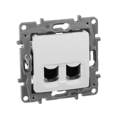 Розетка компьютерная двойная RJ45 категория 6 UTP белый ETIKA