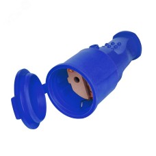 Разъем штепсельный с/з каучук с заглушкой 16А 250В IP44 цвет синий еврослот