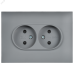SKANDY Розетка 2-местная без заземления с защитными шторками 10А в сборе SK-R09Gr серый IEK
