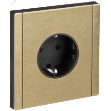 FORTE&PIANO Розетка 1-местная с заземлением с защитными шторками винтовое крепление 16А FP615M металл шампань IEK