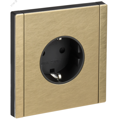 FORTE&PIANO Розетка 1-местная с заземлением с защитными шторками винтовое крепление 16А FP615M металл шампань IEK