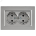 BRITE Розетка 2-местная с заземлением без защитных шторок плоская 16А в сборе РСПл12-3-БрС сталь IEK