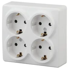 11-2211-01 ЭРА Розетка 4х2P+E Schuko со шторками, 16A-250В, IP20, ОУ, Эра Эксперт, белый (8/80/1600)