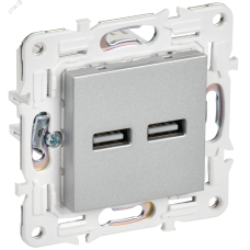 SKANDY Розетка USB A+A 3,1А SK-R15S серебряный IEK