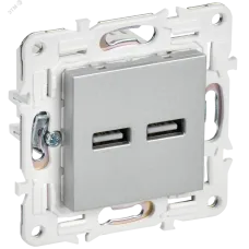 SKANDY Розетка USB A+A 3,1А SK-R15S серебряный IEK