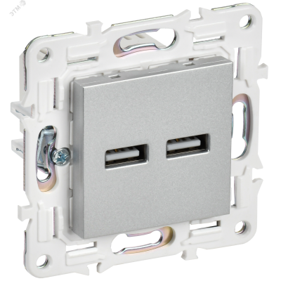 SKANDY Розетка USB A+A 3,1А SK-R15S серебряный IEK