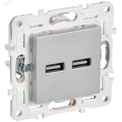 SKANDY Розетка USB A+A 3,1А SK-R15S серебряный IEK