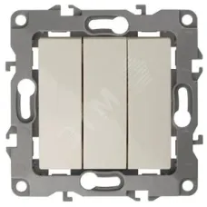 12-1107-02 ЭРА Выключатель тройной, 10АХ-250В, IP20, Эра12, слоновая кость (10/100/3200)