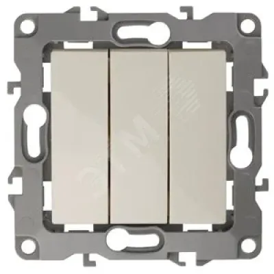 12-1107-02 ЭРА Выключатель тройной, 10АХ-250В, IP20, Эра12, слоновая кость (10/100/3200)