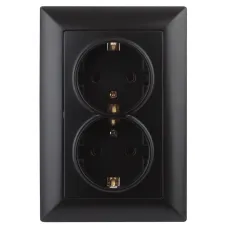 Розетка Intro Solo 4-205-05 с заземлением двойная 2X2P+E Schuko, 16А-250В, IP20, СУ, антрацит