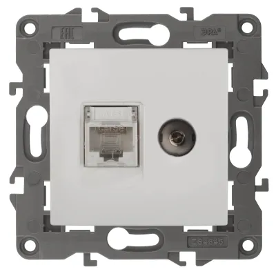 14-3110-01 ЭРА Розетка RJ45+TV, IP20, белый (10/100/3200)