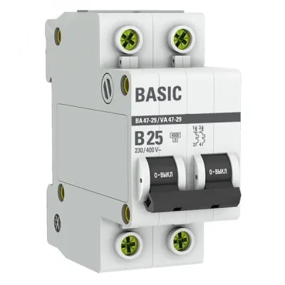 Выключатель автоматический 2P 25А (B) 4,5кА ВА 47-29 Basic