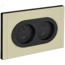 FORTE&PIANO Розетка 2-местная без заземления без защитных шторок безвинтовое крепление 10А FP826M металл слоновая кость IEK