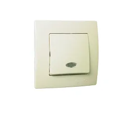 Lillium Natural Kare Выключатель с/у 1-кл.с подсв.кремовый 250В
