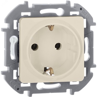 Розетка 1-местная с заземлением без защитных шторок 16А слоновая кость INSPIRIA